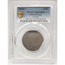 GREAT BRITAIN UK 1848/7 . HALF 1/2 PENNY . VARIETY . OVERDATE